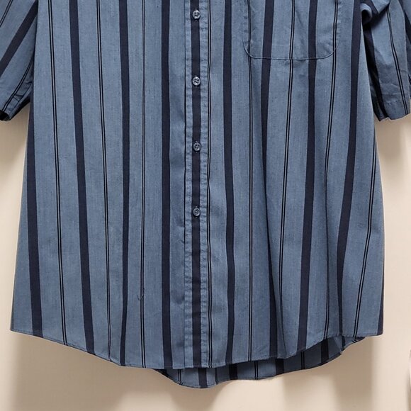 Vintage Puritan Mens Shirt Button Up 2XLT Short Sleeve Striped Blue - Picture 3 of 14